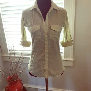 Max Studio light green camp shirt m